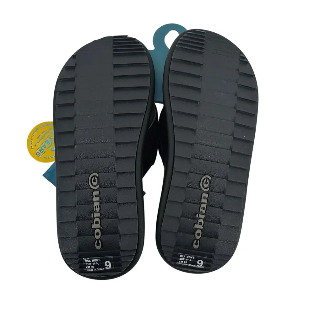 Cobian DRT Salt & Light Flip Flop Sandals Black Leather Men's Size 9